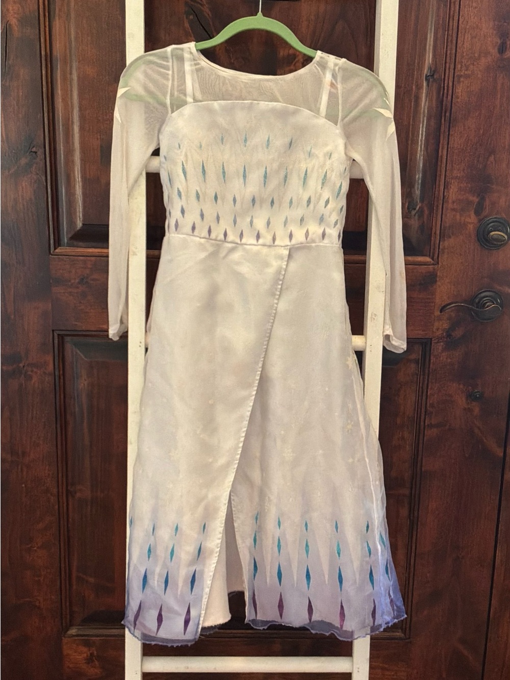 Disney Frozen Elsa White Long Sleeve Girls' Dress with Blue & Purple Accents